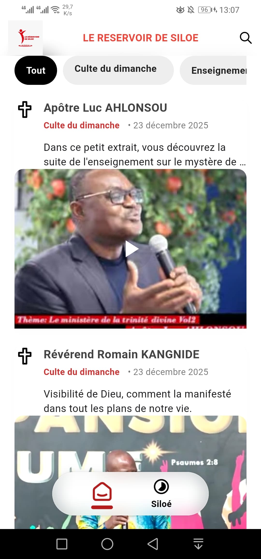 Aperçu de l'application Siloé